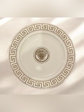 Versace Cream and Gold Medusa Rim Dinner Plate